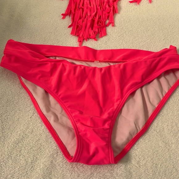 Bright Pink XL 1X size 2 piece swimsuit bathing suit coral pink slimming neon - Picture 5 of 9